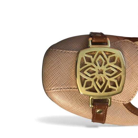 Christian Soriano for PL Tan Flat Womens Shoes with Gold Emblem Detail on Toes 7 - Picture 5 of 9